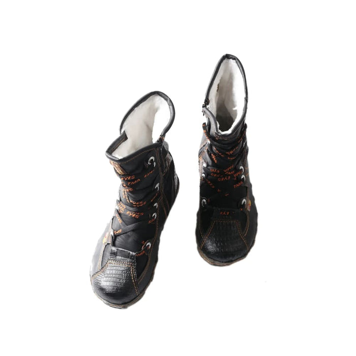 Snake-embossed Leather And Pu Upper Faux Fur Lining Short