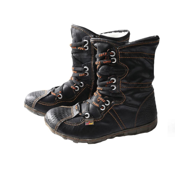 Snake-embossed Leather And Pu Upper Faux Fur Lining Short