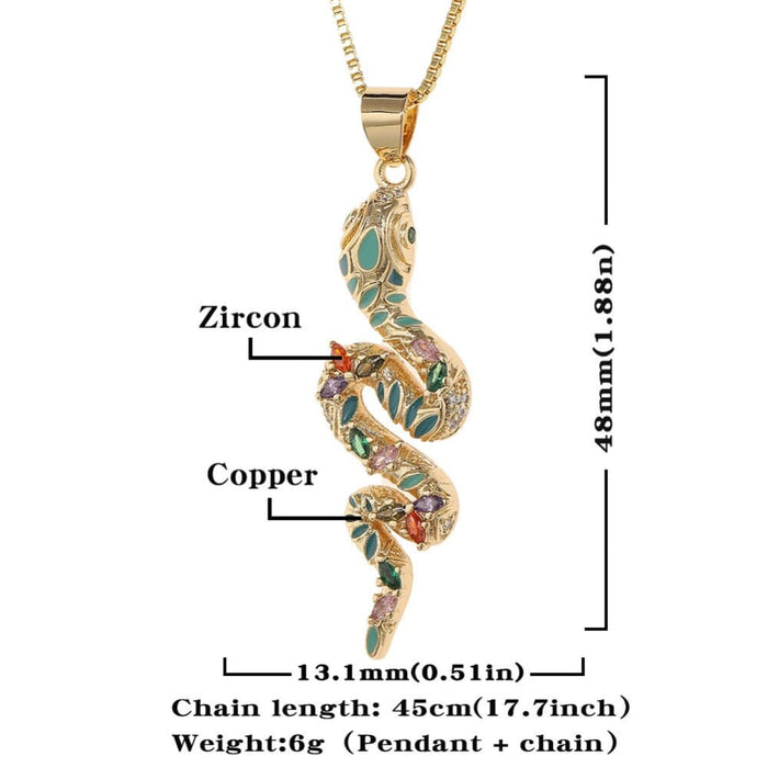 Snake Necklace Pendant Bohemia Style Rainbow Zircon ’s
