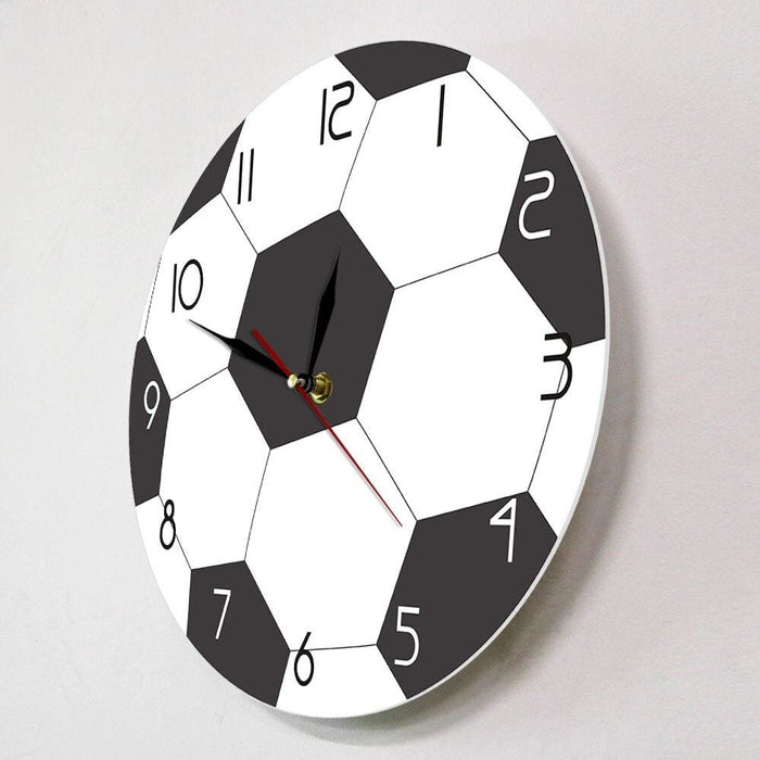 Soccer Ball Print Round Acrylic Wall Clock Silent Non