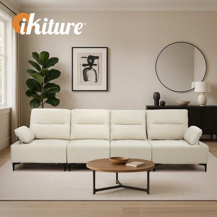 4 Seater Sofa Couch Chenille Adjustable Armrest Chair Lounge Beige