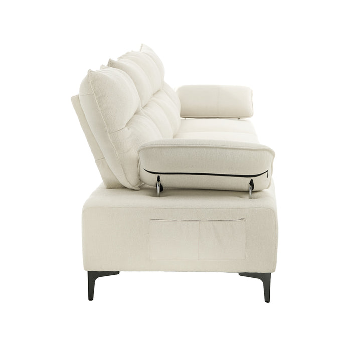 4 Seater Sofa Couch Chenille Adjustable Armrest Chair Lounge Beige