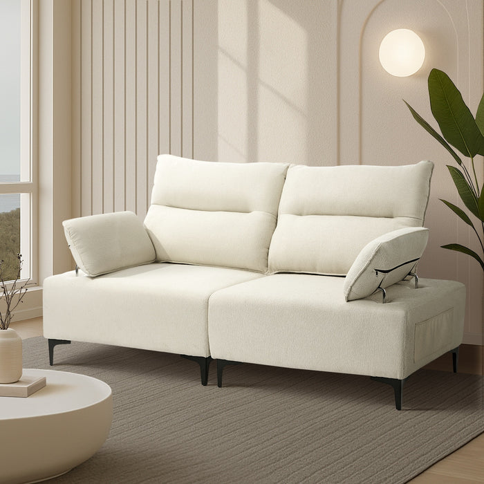 2 Seater Love Seat Couch Sofa Lounge Chenille Side Pocket Armrest