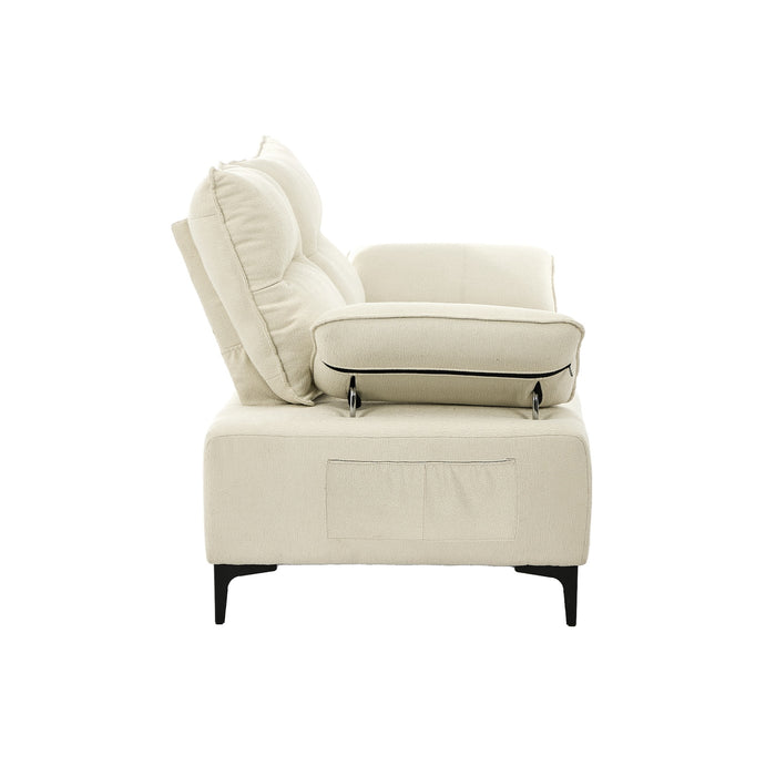 2 Seater Love Seat Couch Sofa Lounge Chenille Side Pocket Armrest