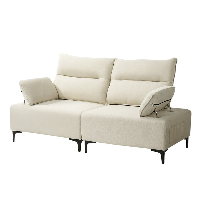 2 Seater Love Seat Couch Sofa Lounge Chenille Side Pocket Armrest