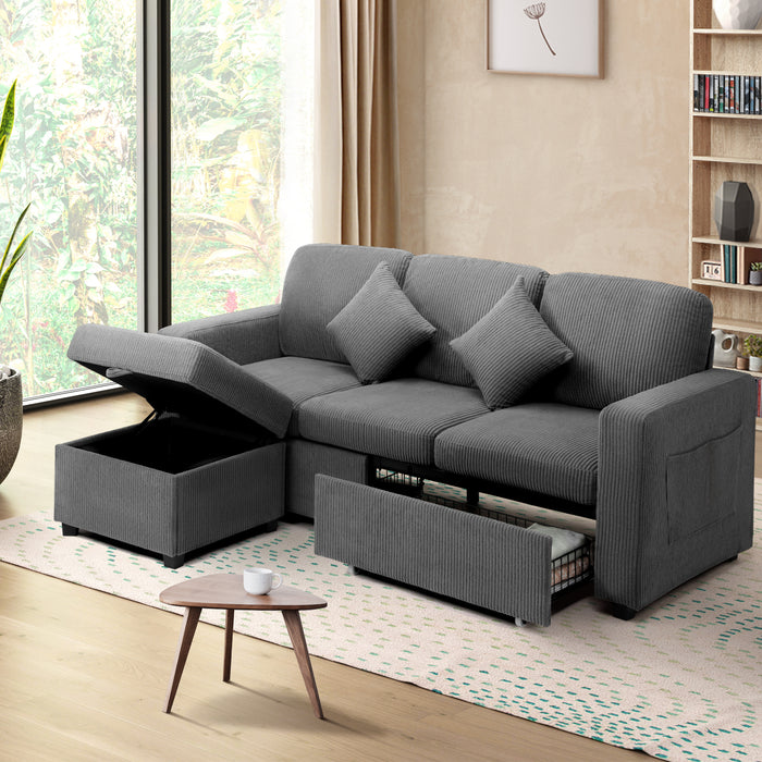 Sofa Lounge Set Modular Couch 3 Seater Drawers Ottoman Storage Velvet
