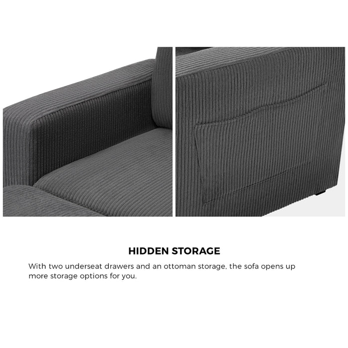 Sofa Lounge Set Modular Couch 3 Seater Drawers Ottoman Storage Velvet