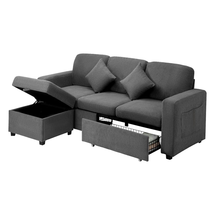 Sofa Lounge Set Modular Couch 3 Seater Drawers Ottoman Storage Velvet