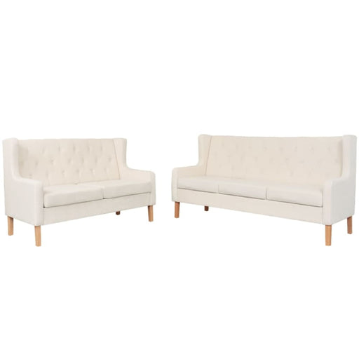 Sofa Set 2 Pieces Fabric Cream White Xiaktb
