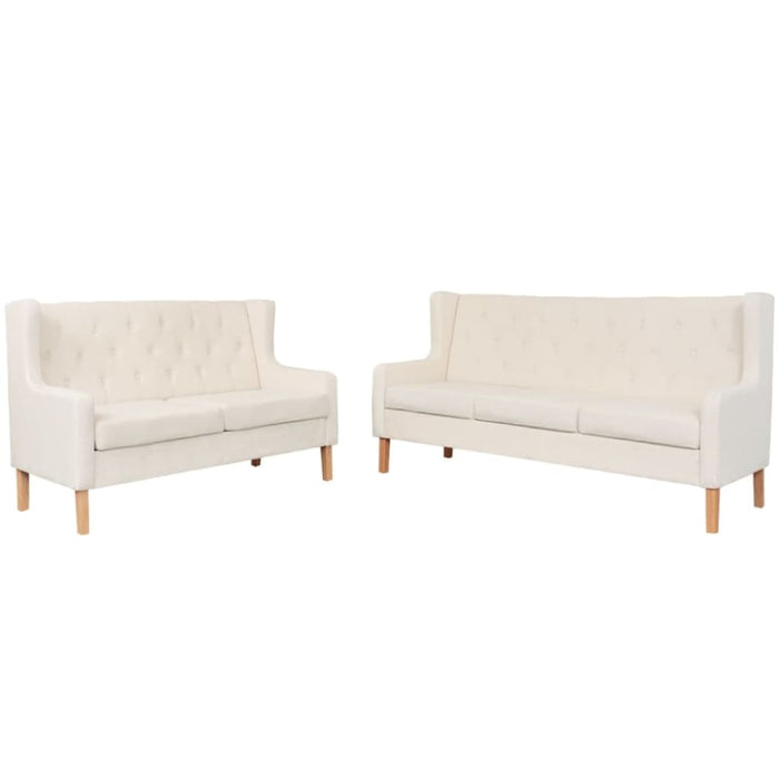 Sofa Set 2 Pieces Fabric Cream White Xiaktb