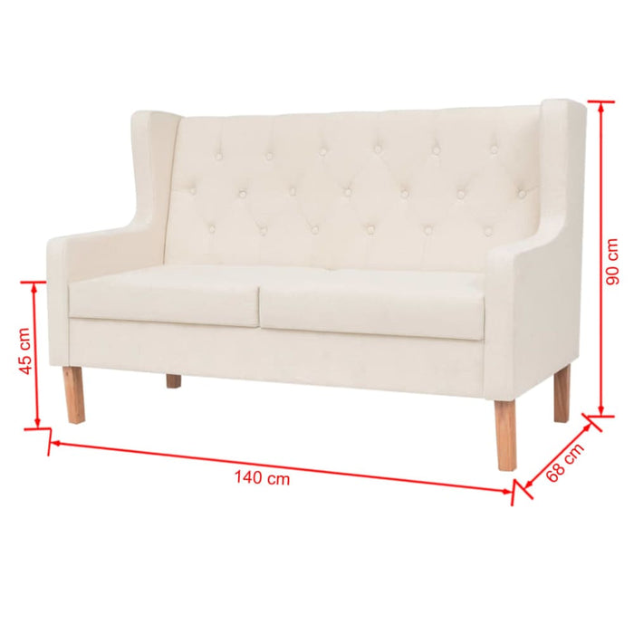 Sofa Set 2 Pieces Fabric Cream White Xiaktb