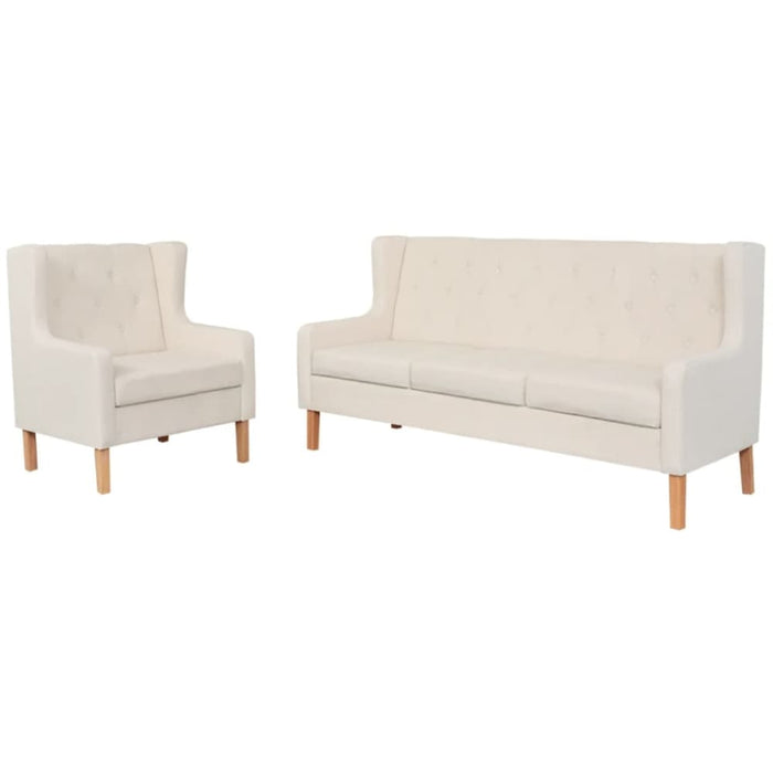 Sofa Set 2 Pieces Fabric Cream White Xiakxk