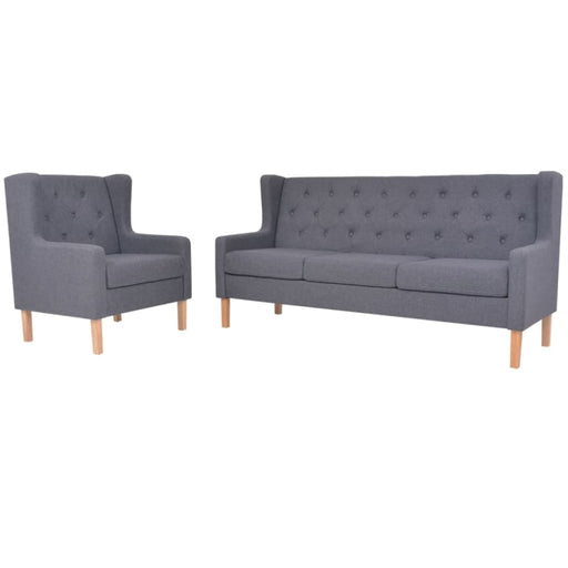 Sofa Set 2 Pieces Fabric Grey Xiaktt