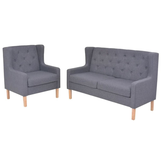 Sofa Set 2 Pieces Fabric Grey Xiaktx