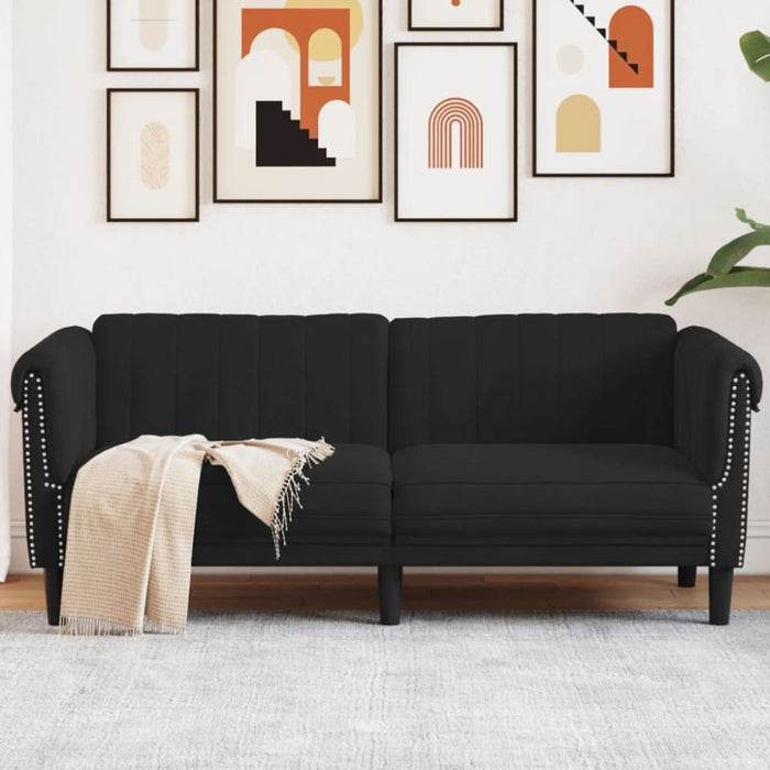 Sofa 2-seater Black Velvet Tixpnb