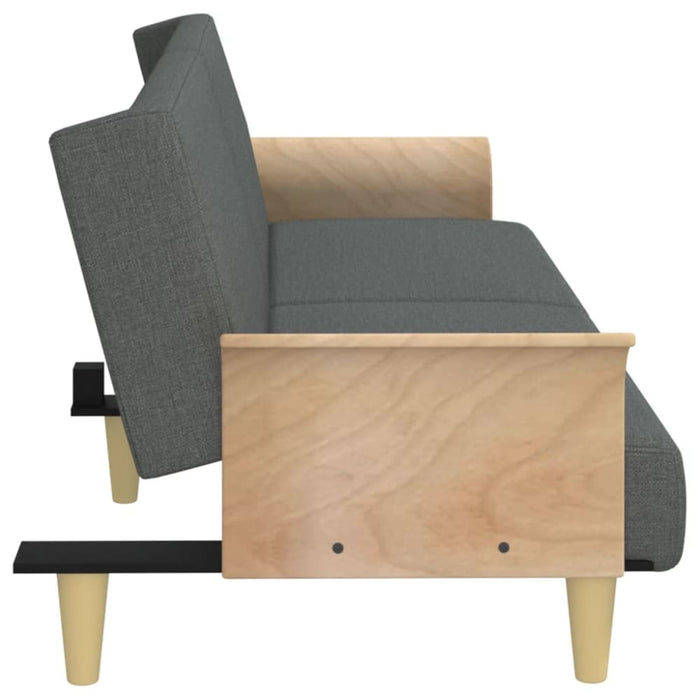 Sofa Bed with Armrests Dark Grey Fabric Tponaa