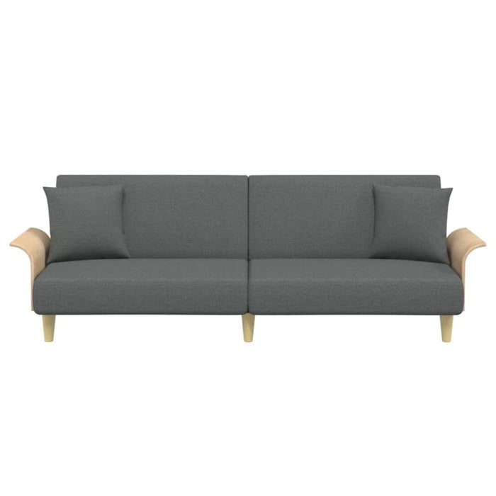 Sofa Bed with Armrests Dark Grey Fabric Tponaa