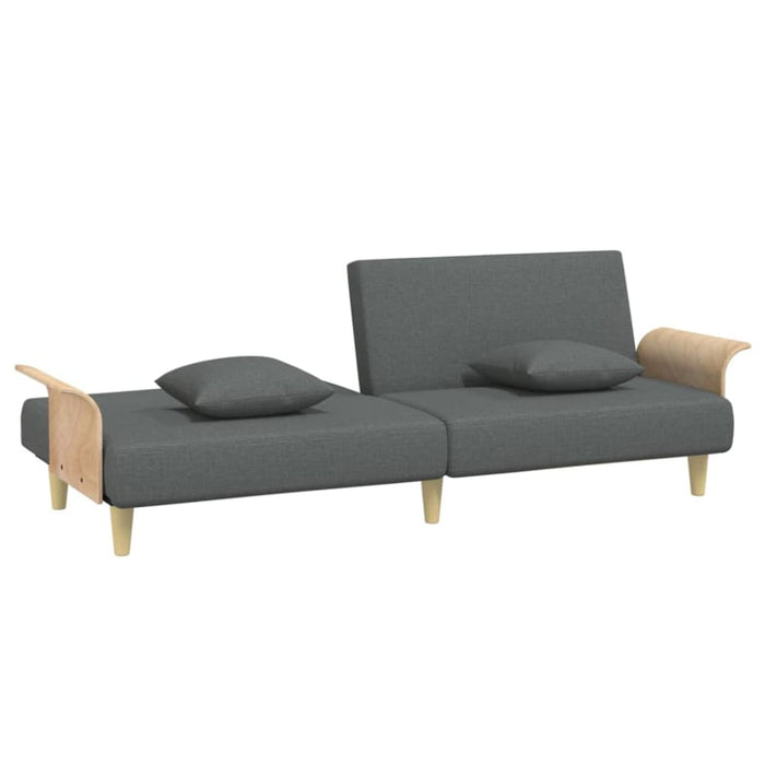 Sofa Bed with Armrests Dark Grey Fabric Tponaa