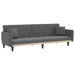 Sofa Bed with Cup Holders Dark Grey Fabric Tponib