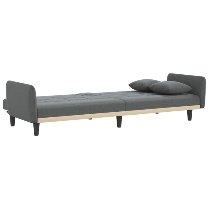 Sofa Bed with Cup Holders Dark Grey Fabric Tponib