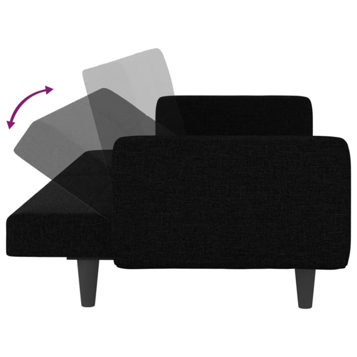 Sofa Bed with Cushions Black Fabric Tponii