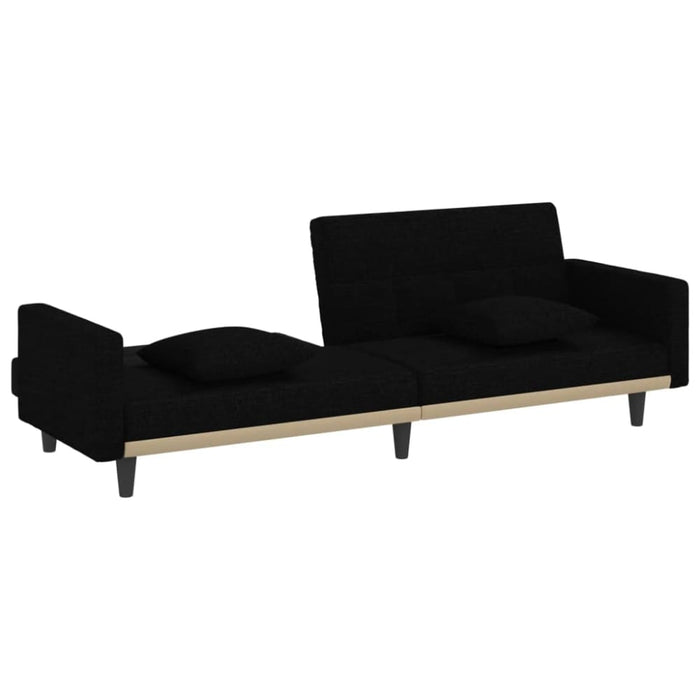 Sofa Bed with Cushions Black Fabric Tponii