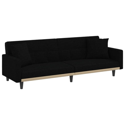 Sofa Bed with Cushions Black Fabric Tponii