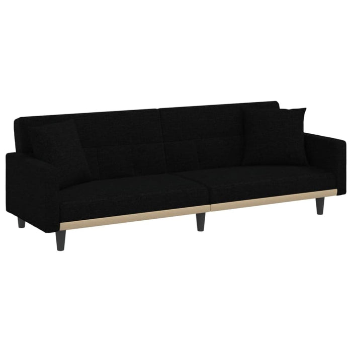 Sofa Bed with Cushions Black Fabric Tponii