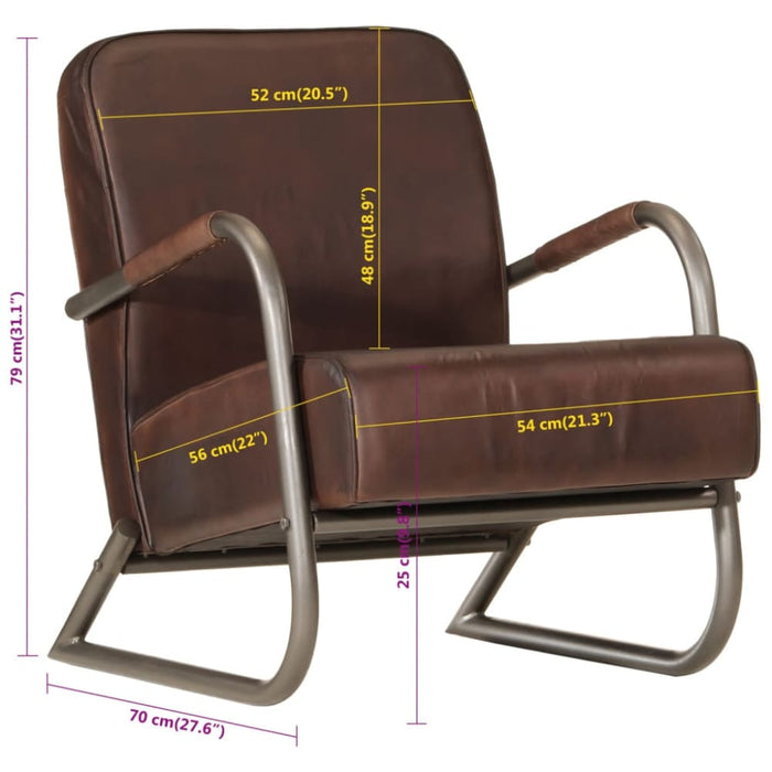 Sofa Chair Brown Real Leather Tpkltx