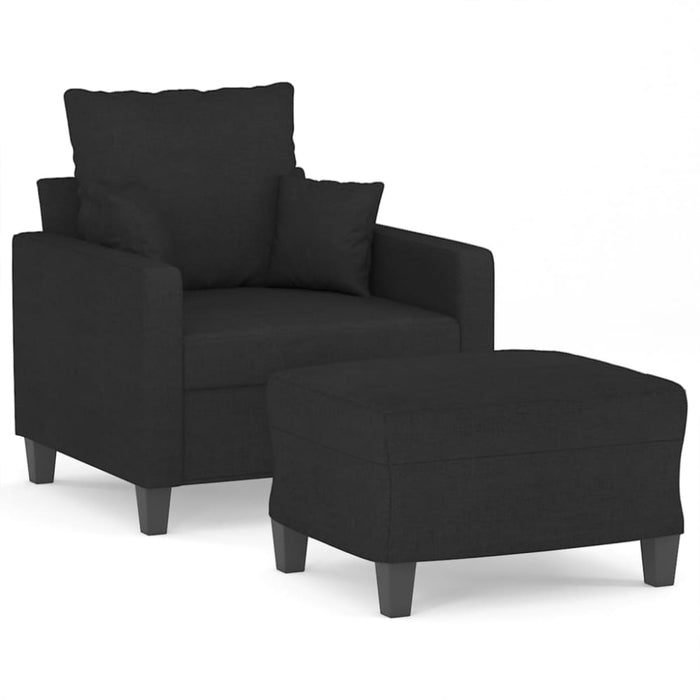 Sofa Chair With Footstool Black 60 Cm Fabric Txbobnp