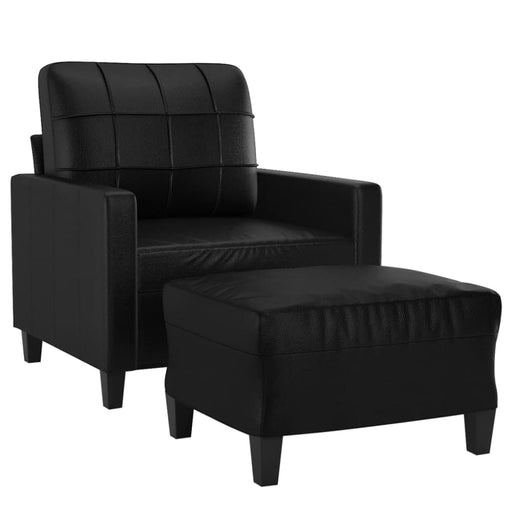 Sofa Chair with Footstool Black 60 Cm Faux Leather Txbobbk