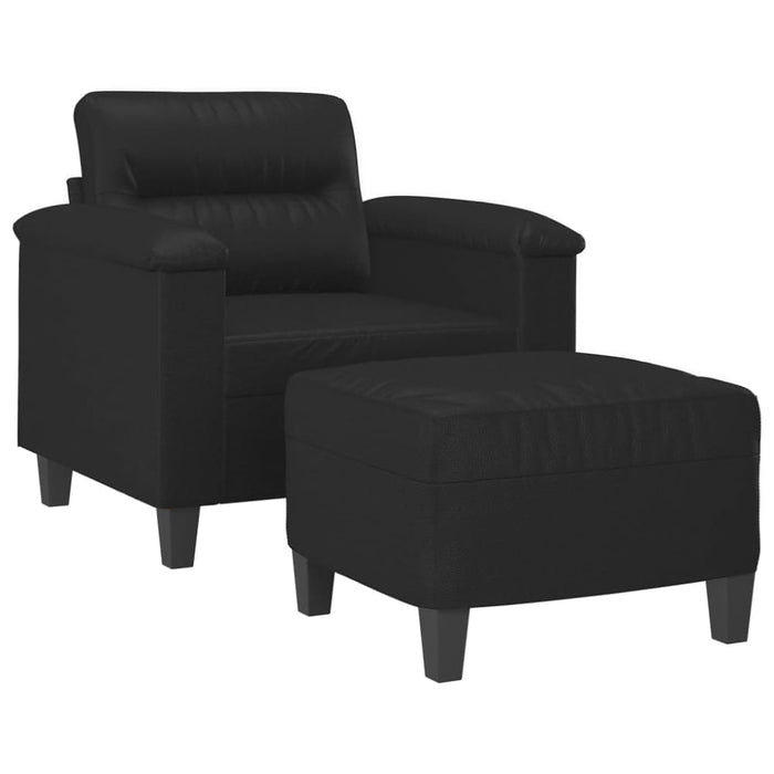 Sofa Chair With Footstool Black 60 Cm Faux Leather Txboxti