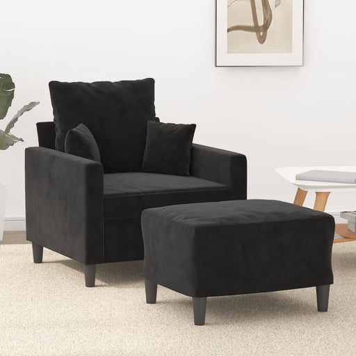Sofa Chair With Footstool Black 60 Cm Velvet Txboobx