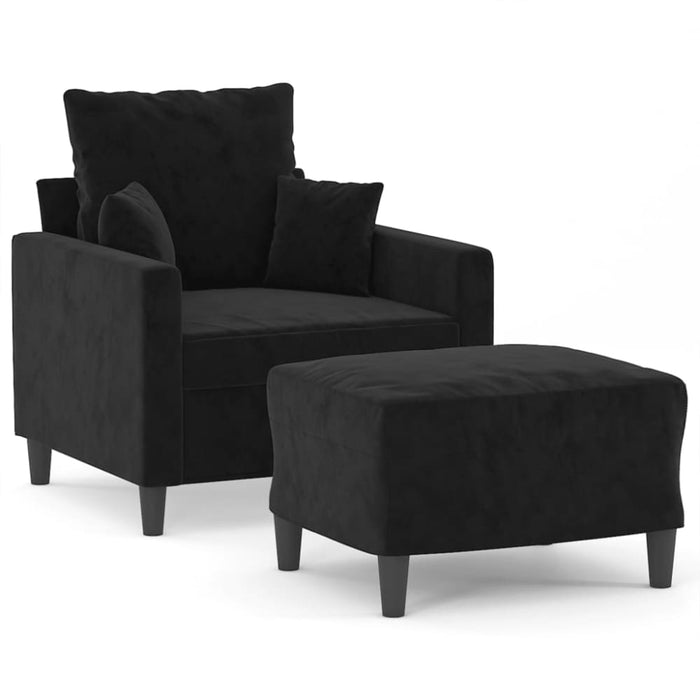 Sofa Chair With Footstool Black 60 Cm Velvet Txboobx