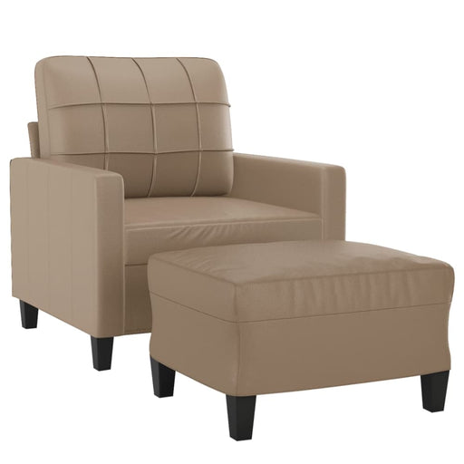Sofa Chair with Footstool Cappuccino 60 Cm Faux Leather