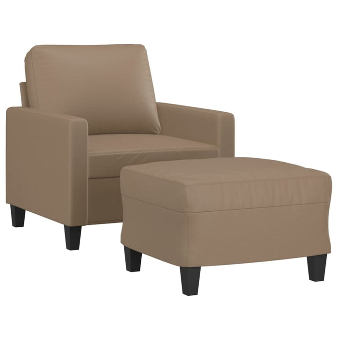 Sofa Chair With Footstool Cappuccino 60 Cm Faux Leather