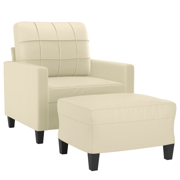 Sofa Chair With Footstool Cream 60 Cm Faux Leather Txbobob
