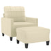 Sofa Chair With Footstool Cream 60 Cm Faux Leather Txbobob