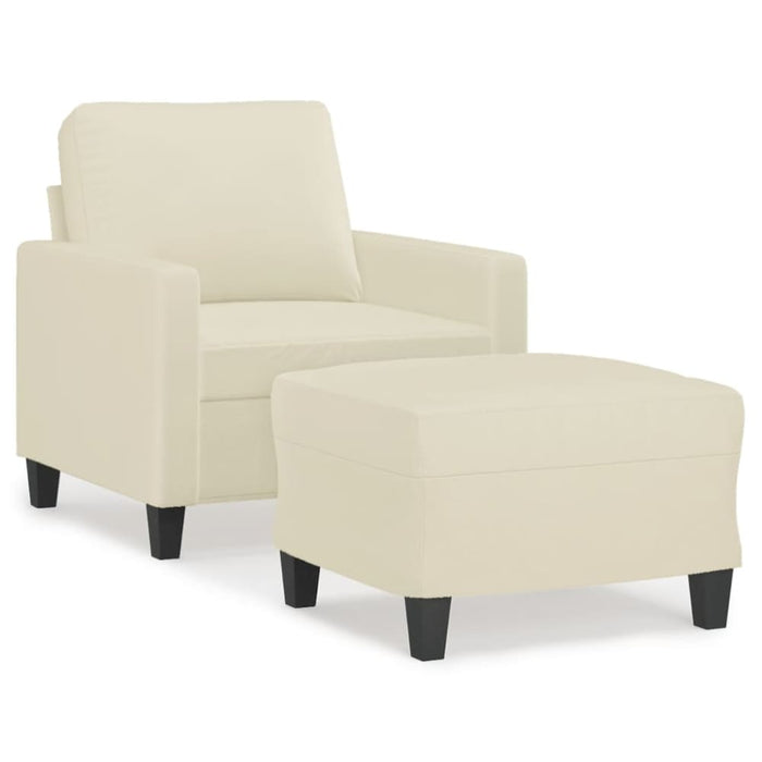Sofa Chair With Footstool Cream 60 Cm Faux Leather Txbobxb