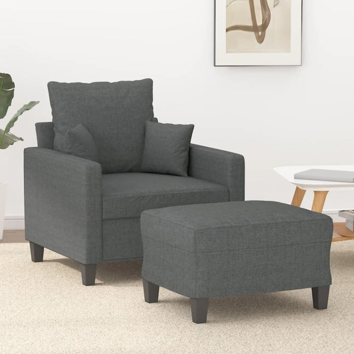 Sofa Chair With Footstool Dark Grey 60 Cm Fabric Txbobnx