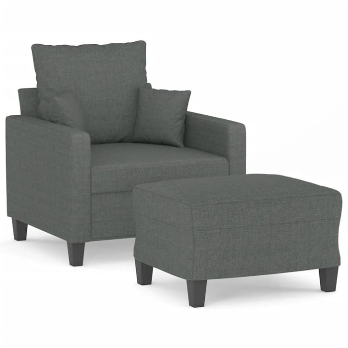 Sofa Chair With Footstool Dark Grey 60 Cm Fabric Txbobnx