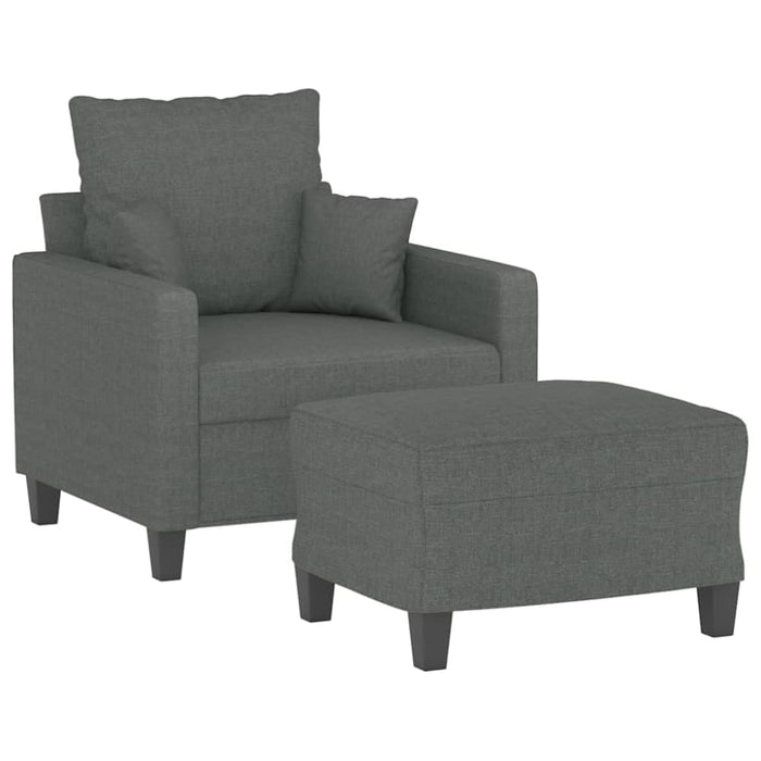 Sofa Chair With Footstool Dark Grey 60 Cm Fabric Txbobnx
