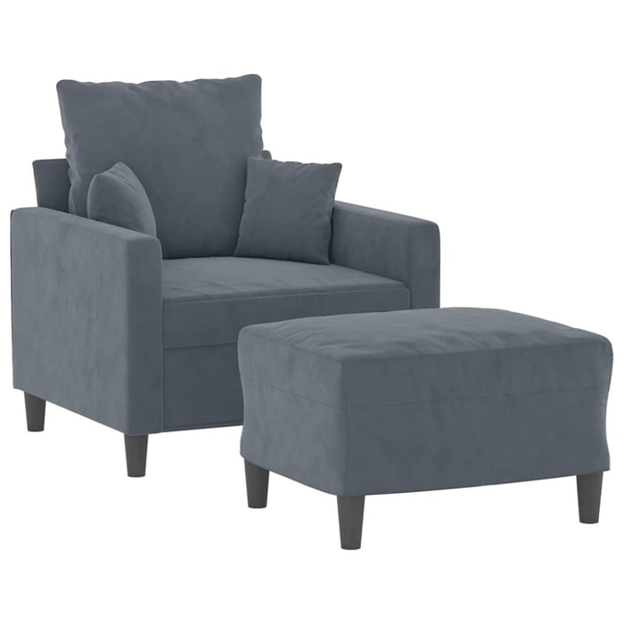 Sofa Chair With Footstool Dark Grey 60 Cm Velvet Txbobkn