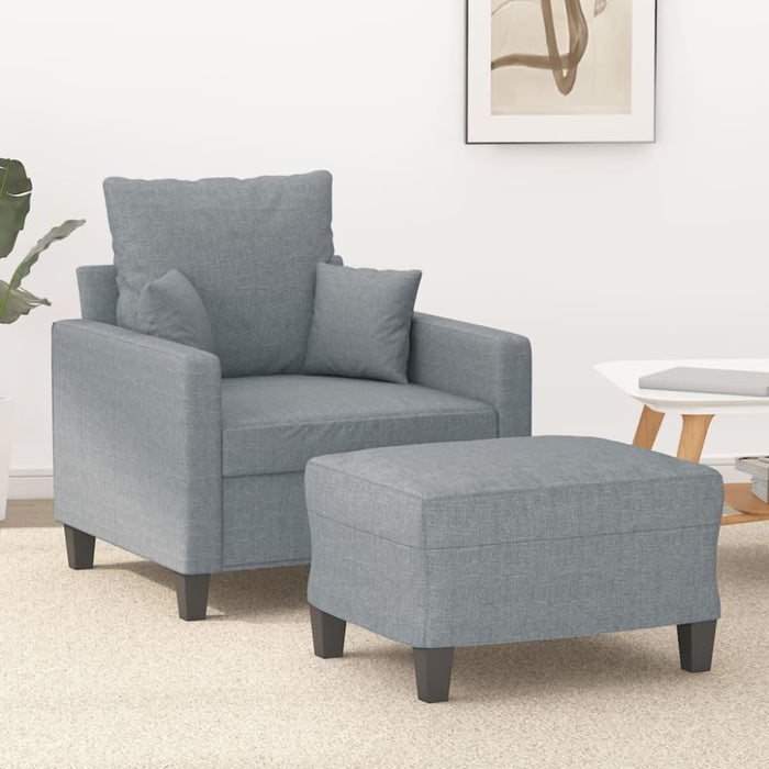Sofa Chair With Footstool Light Grey 60 Cm Fabric Txbobno