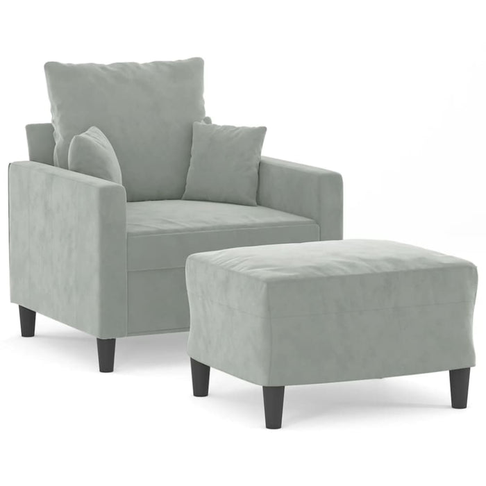 Sofa Chair With Footstool Light Grey 60 Cm Velvet Txbobki