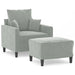 Sofa Chair With Footstool Light Grey 60 Cm Velvet Txbobki