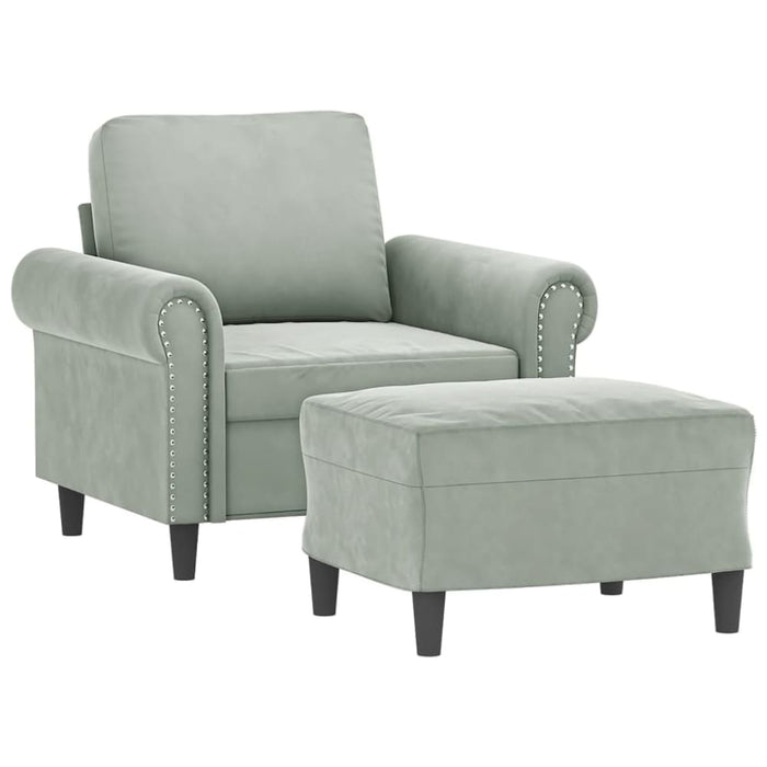 Sofa Chair With Footstool Light Grey 60 Cm Velvet Txboxbp