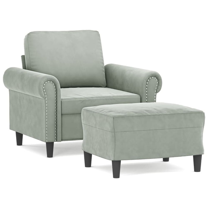 Sofa Chair With Footstool Light Grey 60 Cm Velvet Txboxbp
