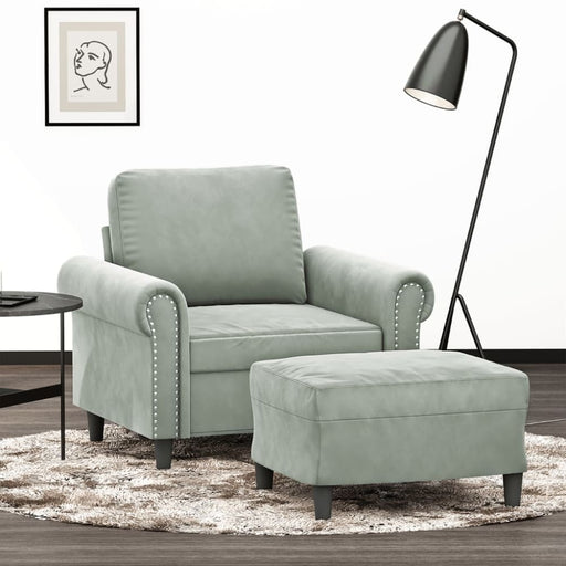 Sofa Chair With Footstool Light Grey 60 Cm Velvet Txboxbp