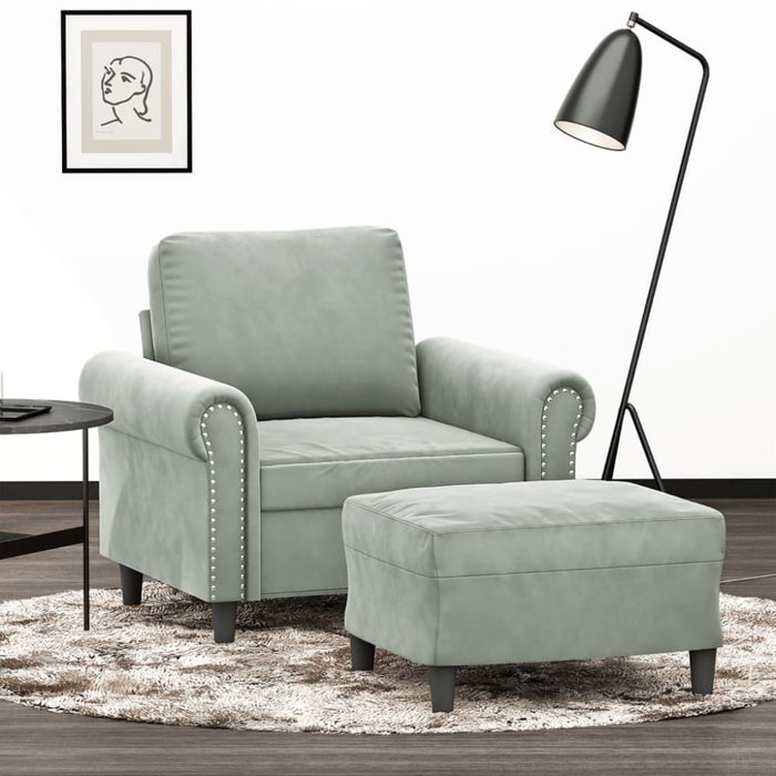 Sofa Chair With Footstool Light Grey 60 Cm Velvet Txboxbp